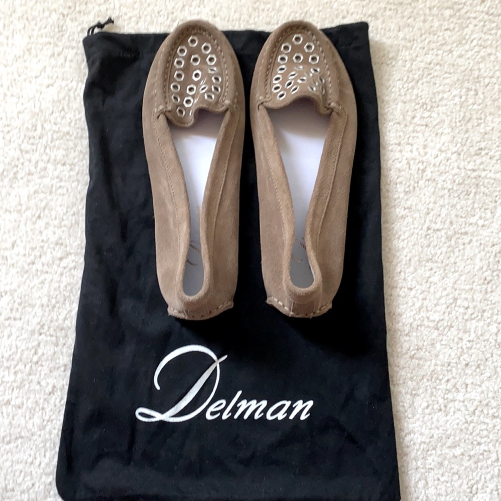 New vintage Delman Grommet Mushroom Suede loafers flats 6